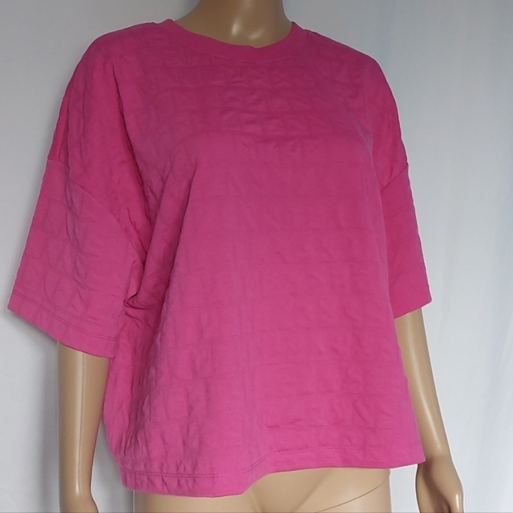 A New Day Women’s pink short‎ sleeve Quilted Boxy T-Shirt Size XL